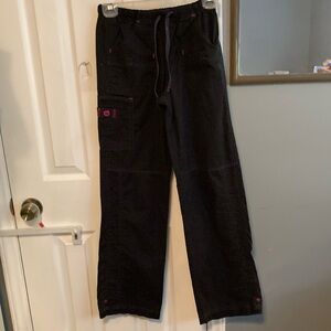 Black Cargo Pants with Relaxed Fit and Drawstring Waist Size XXS